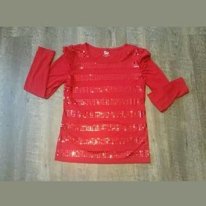 Girls Red Top Sequins XL 16